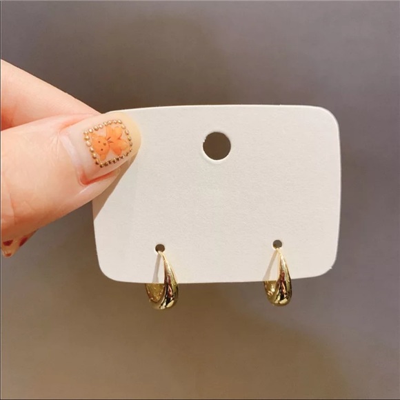 New Yellow Gold Plated Needle Hoop Earrings - Picture 3 of 6